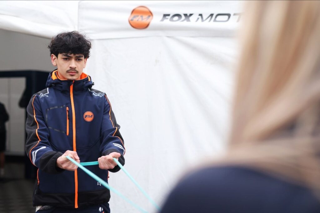 Jasser in the Fox Motorsport garage at Silverstone